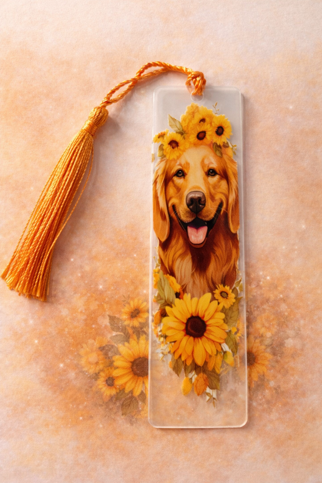 Marque pages avec un chien et un pompom orange