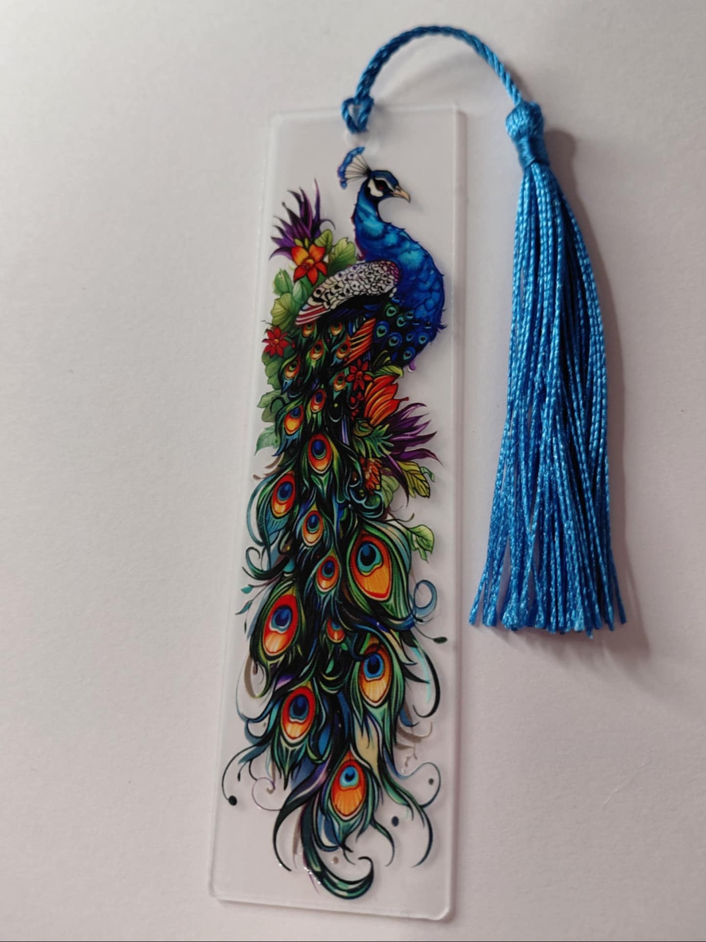 Marque pages avec une image d'oiseau pen pompon bleu