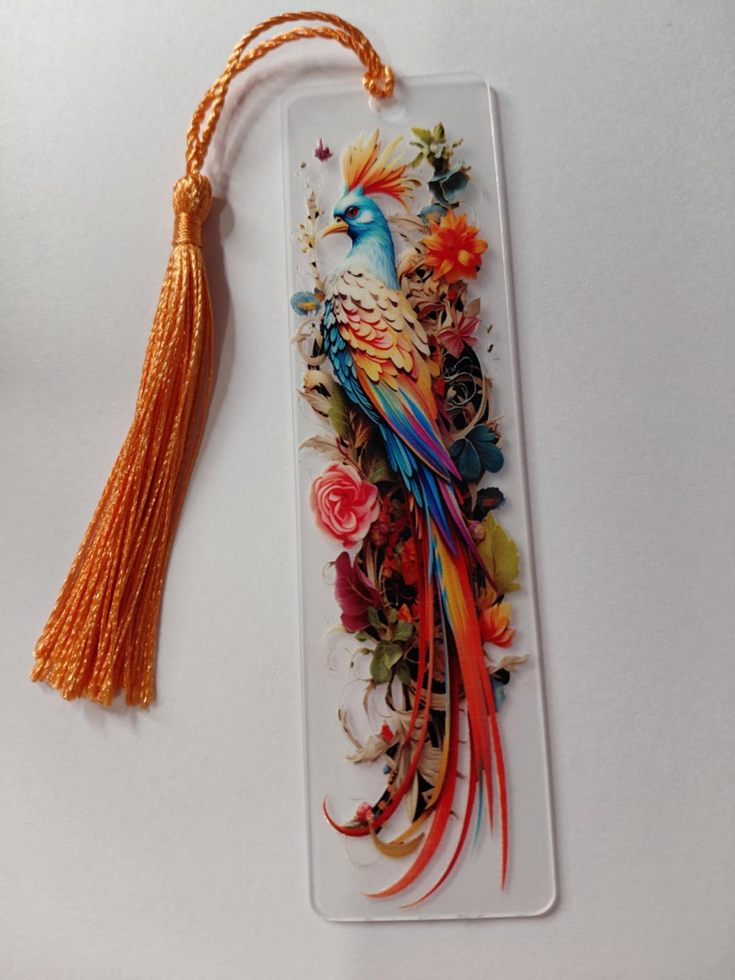 Marque pages avec une image d'oiseau pompon orange