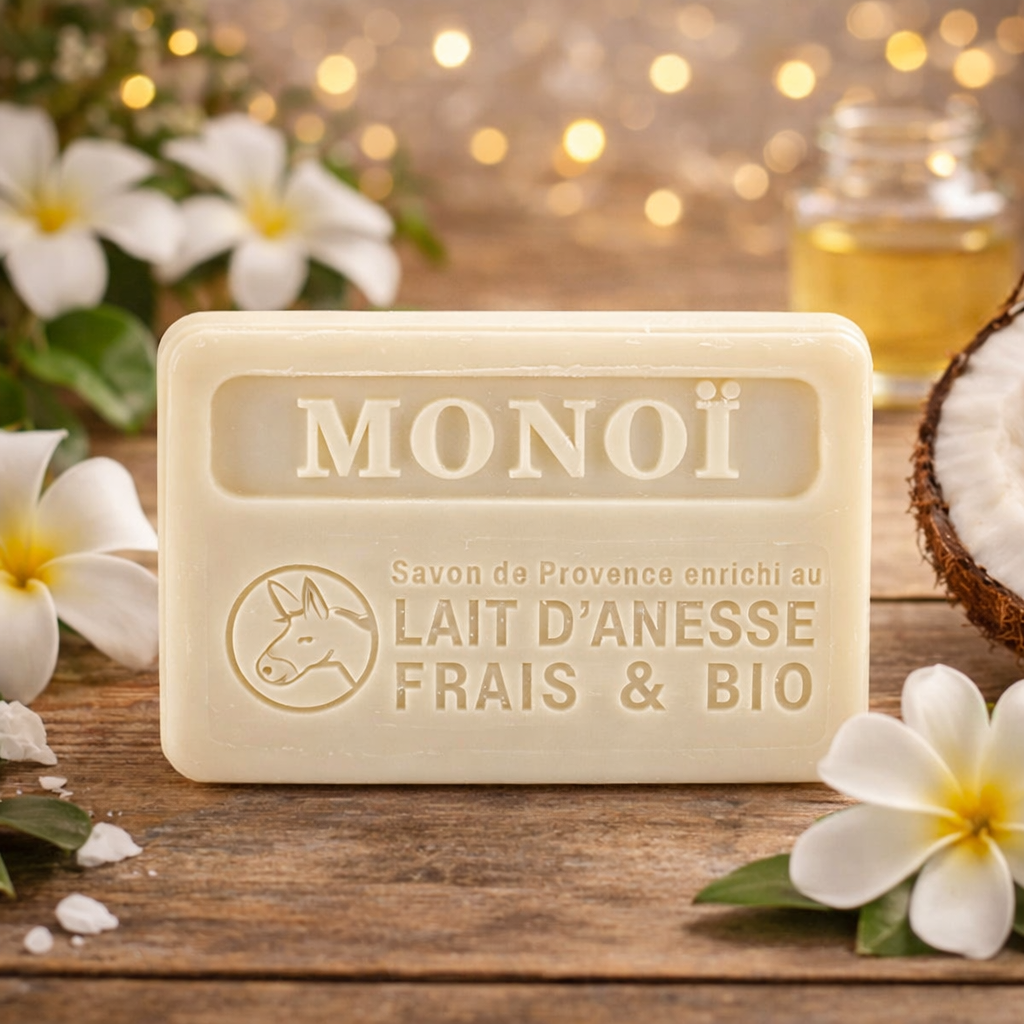 Découvrez notre Savons artisanaux au lait d'ânesse biologique et monoï. savon de 100g