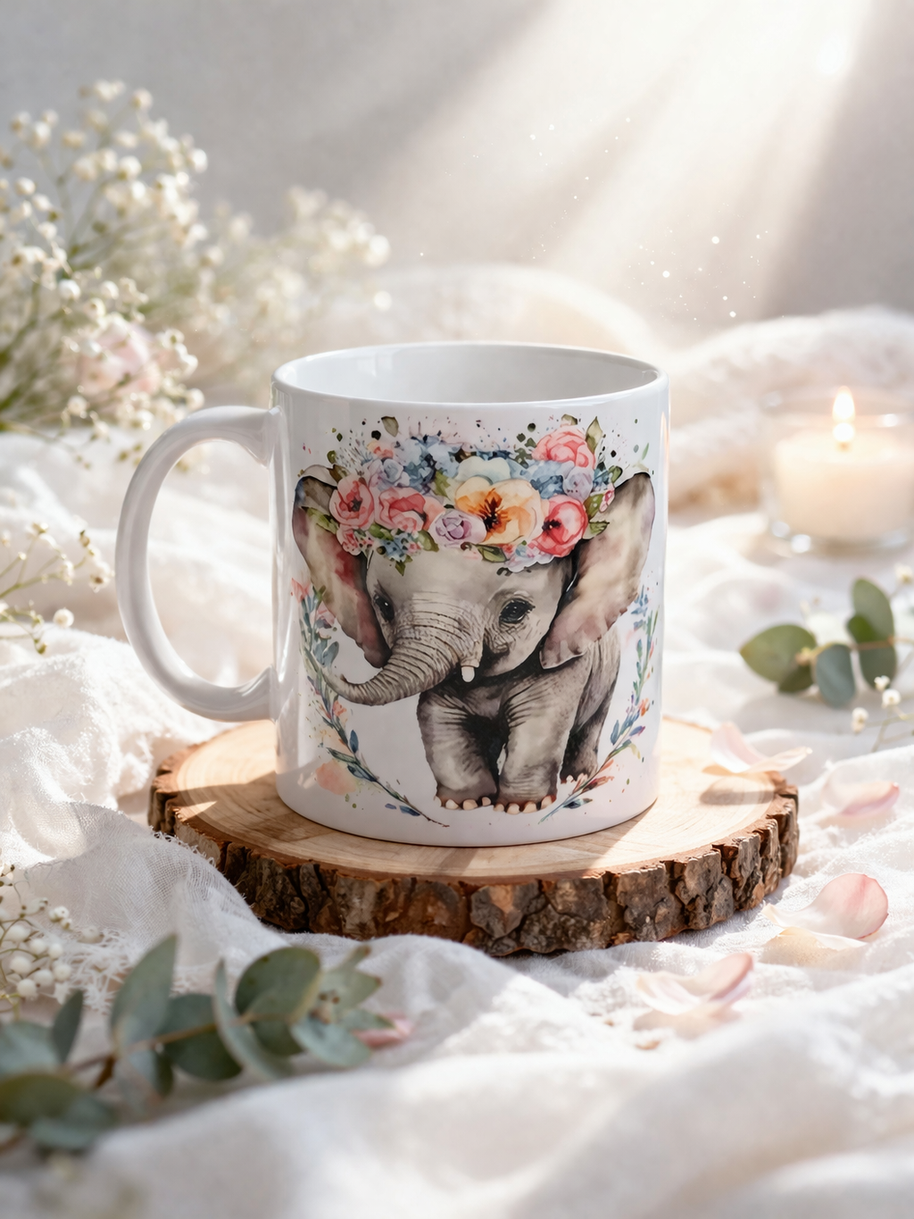 éléphant avec une couronne de fleurs