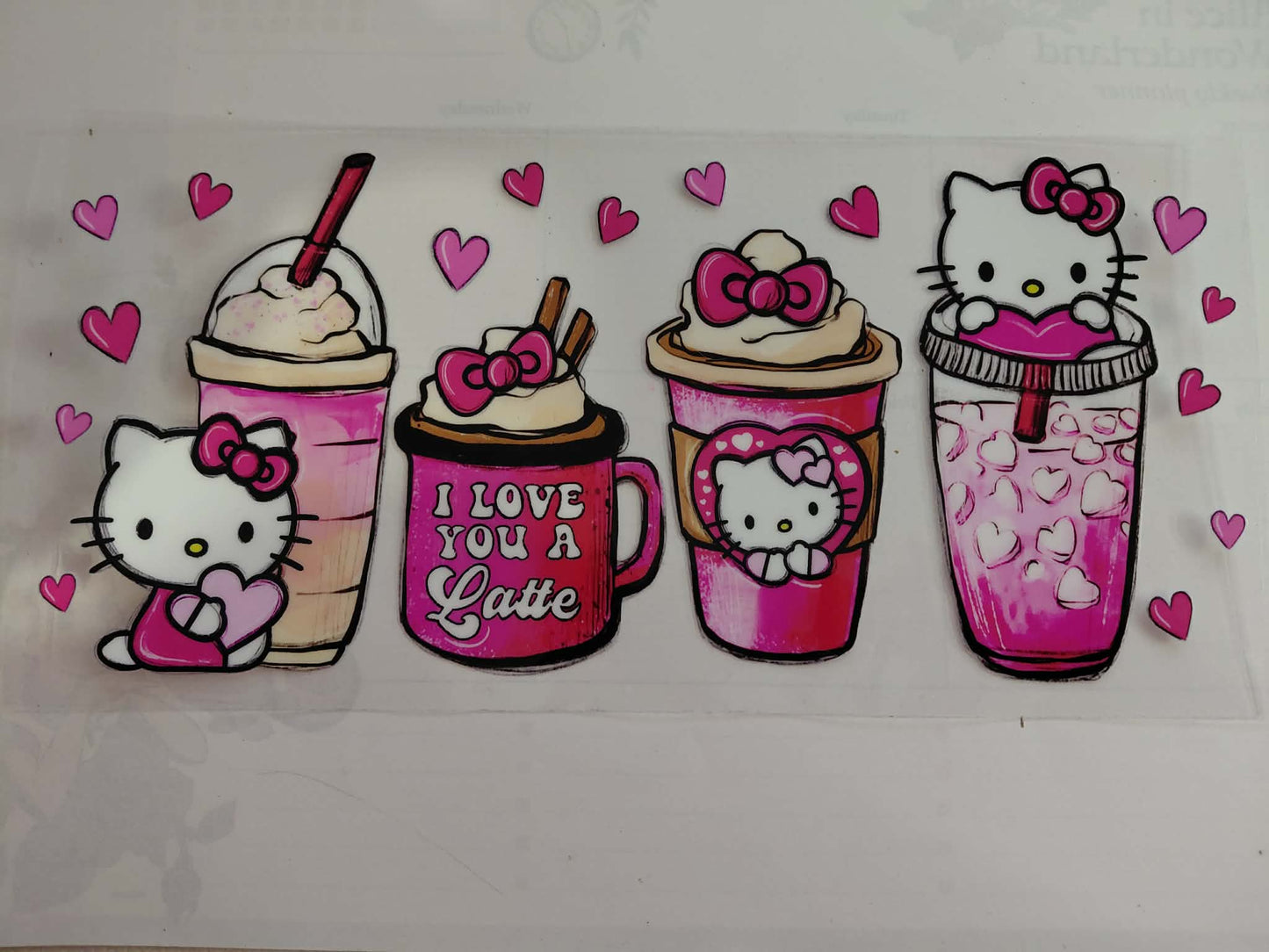 Planche stickers Sanrio gobelets avec paille kawaii kitty