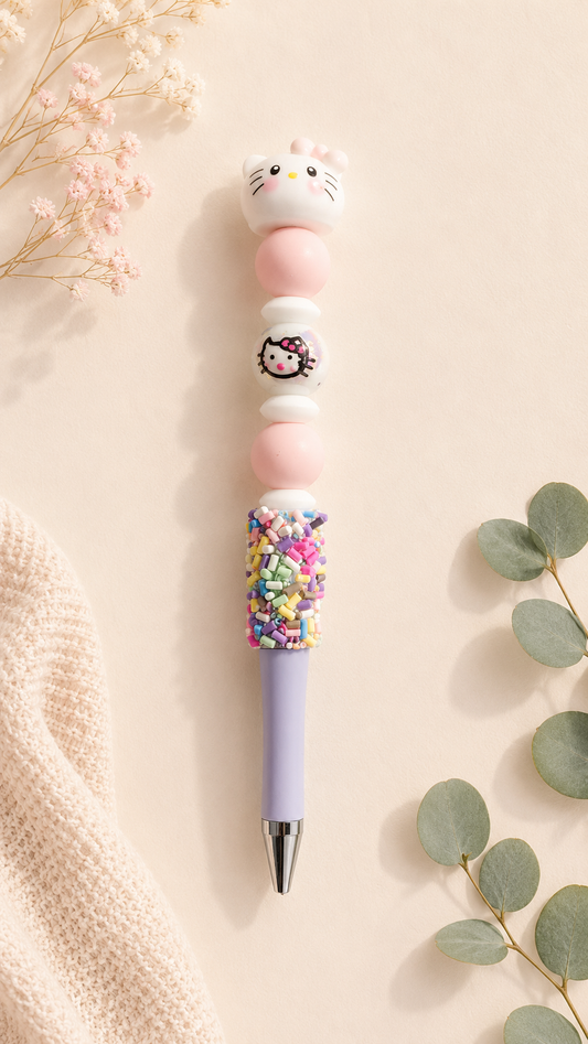 Stylo avec la tete de hello kitty