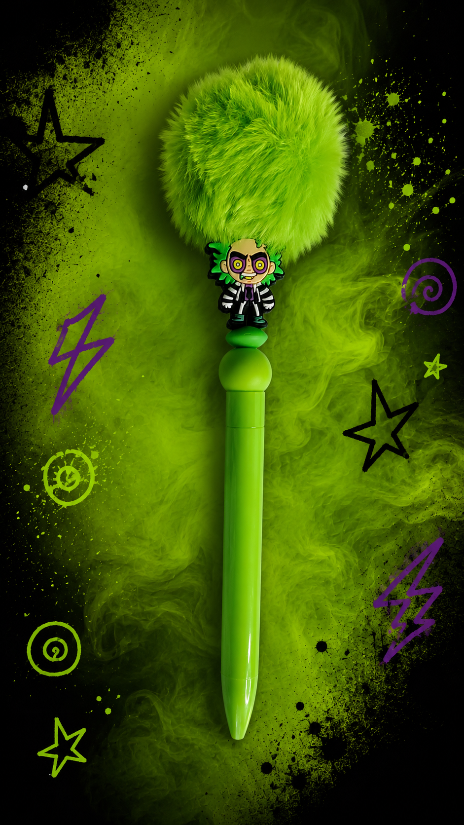 stylo avec pompom vert