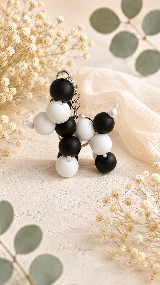 Porte clés chient en perles en silicone