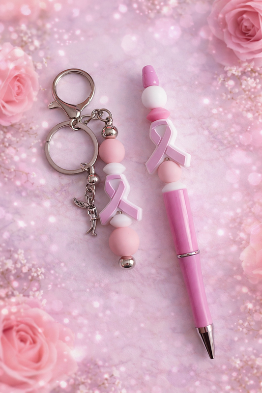 le stylo l'encre noir porte clés en metal les perles son en silicone  