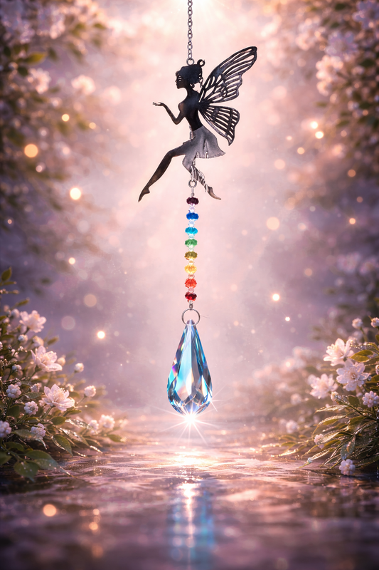 L'attrape soleil fée

et en métal et aussi

la fée fait 10.5cm l ensemble de l'attrape soleil fait 43cm