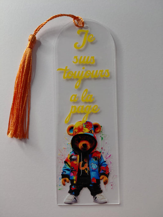 grand marque pages faire a la main avec un ours 