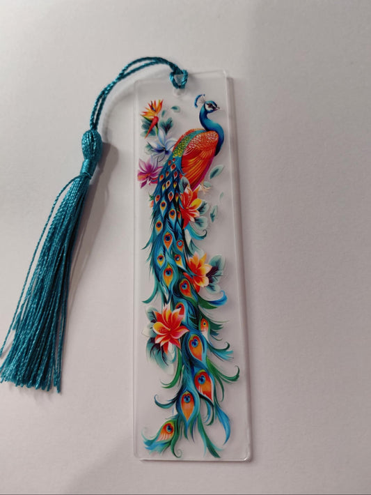 Marque pages avec une image d oiseau Pen avec pompon bleu