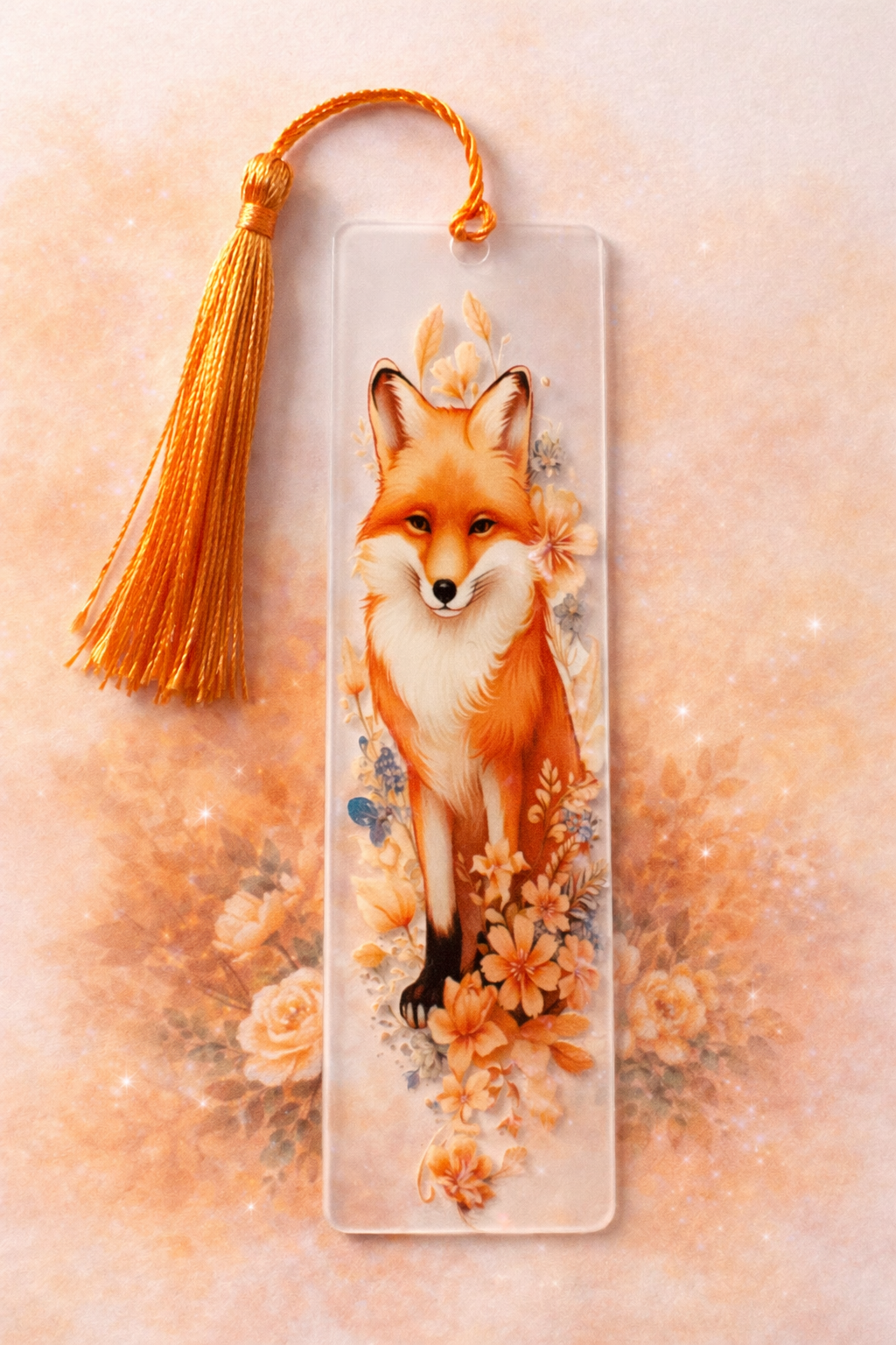 Marque pages avec un renard  pompom orange