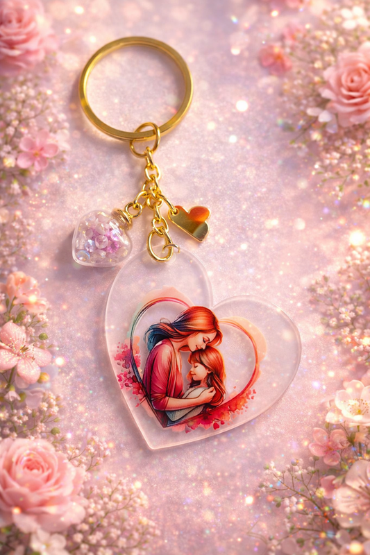 le porte clés en forme de cœur il est en métal dore il a un cœur avec des perle violet