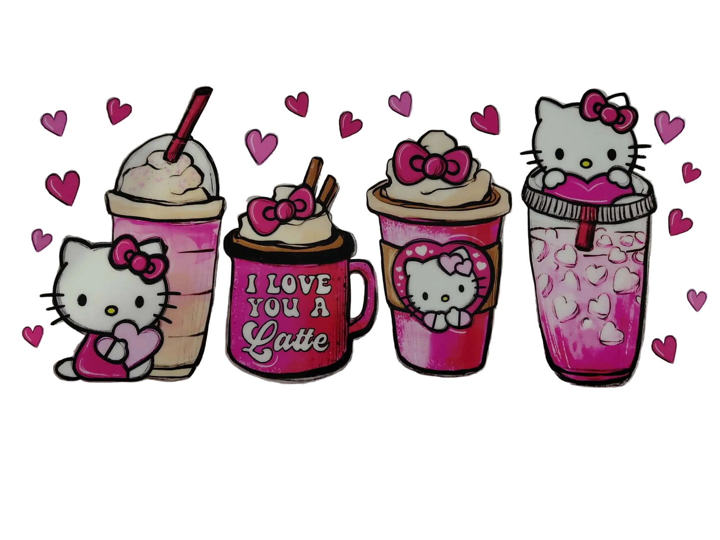 Stickers Hello Kitty gobelet a paille rose – stickers Sanrio kawaii