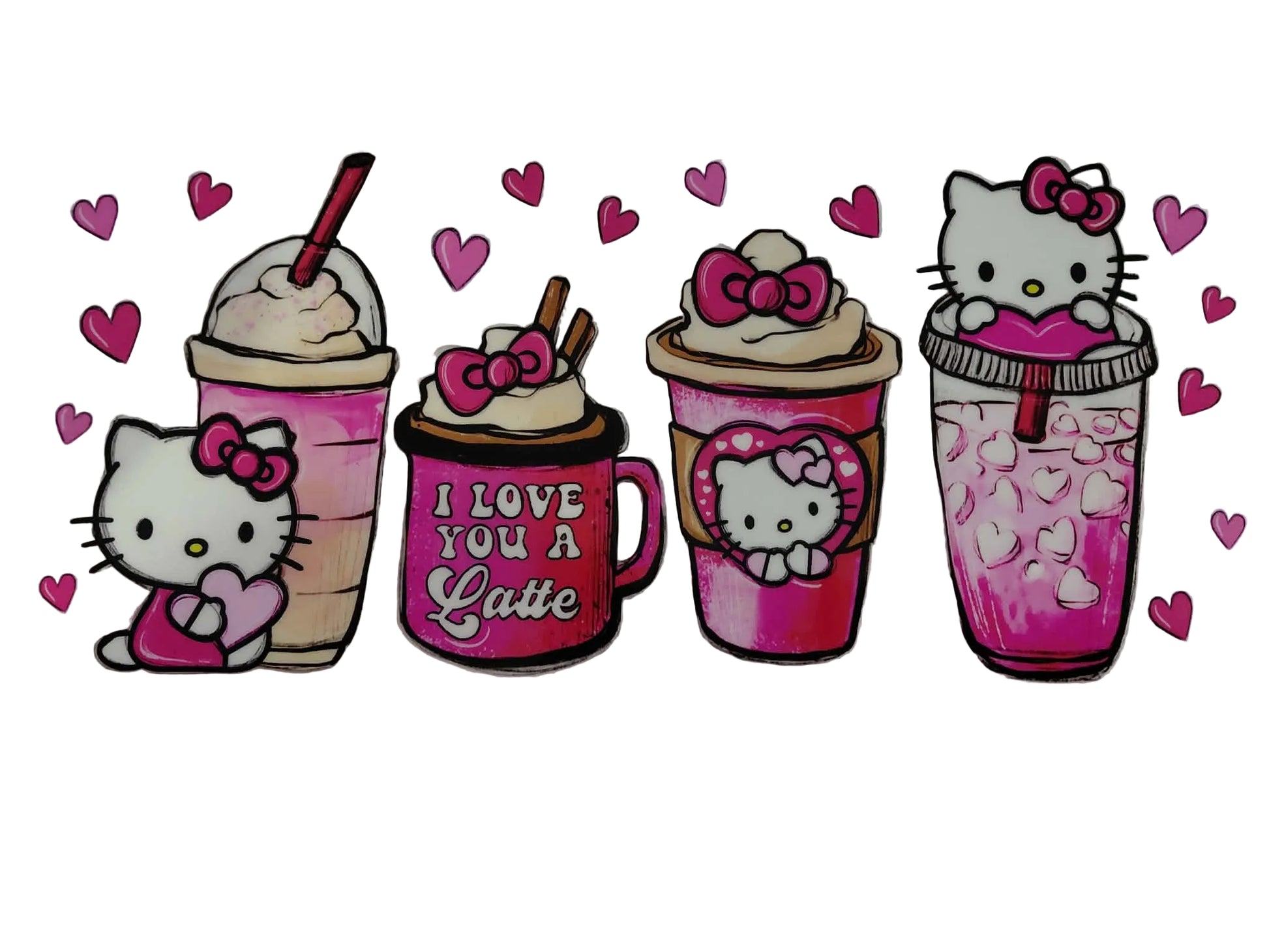Stickers Hello Kitty gobelet a paille rose – stickers Sanrio kawaii