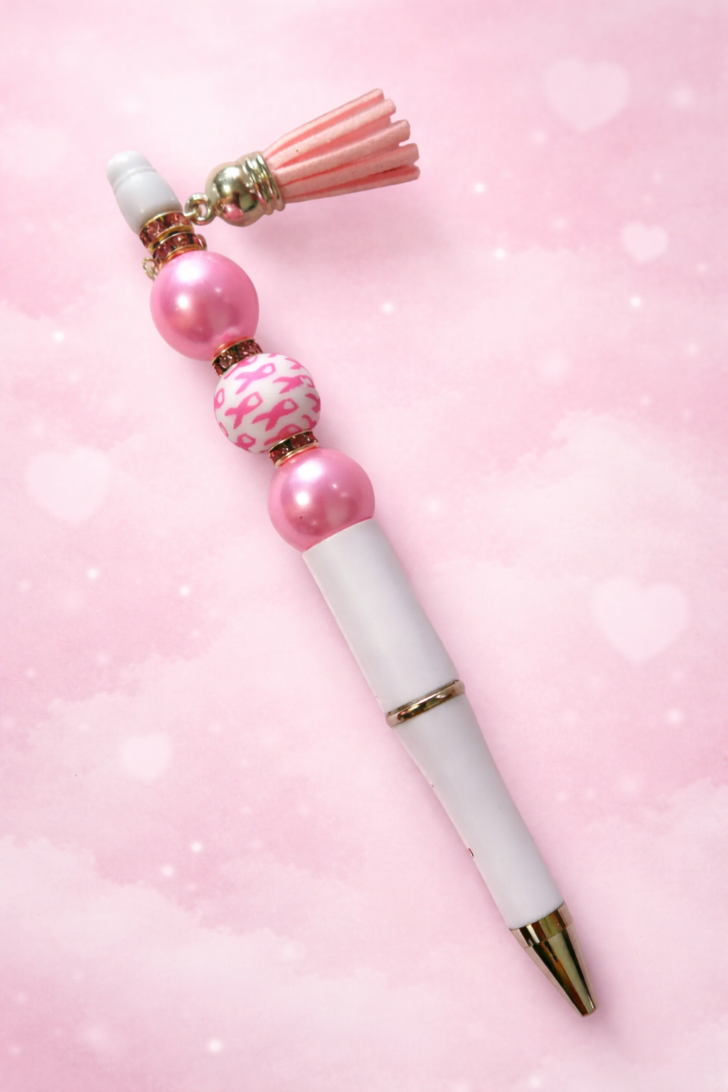 Stylo perle en silicone et plastique avec son pompon avec son bijoux et un pompon 