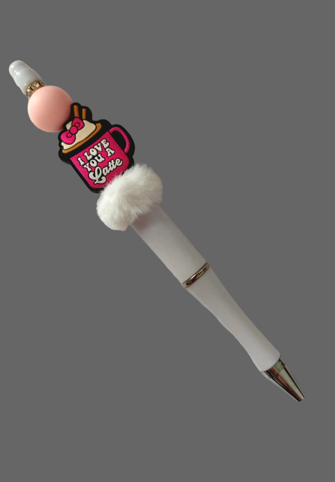 Stylo perles en fourrure et en silicone avec son bijoux 