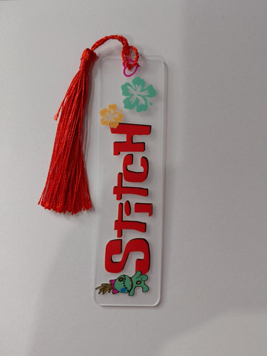 marque pages stitch avec pompon rouge 