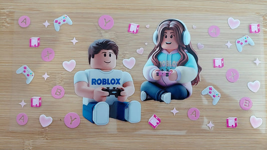 roblox avec des manette rose des coeur 